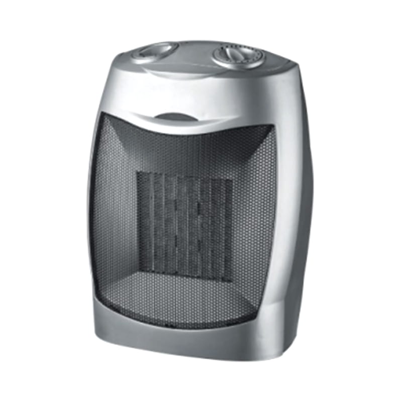 Aquecedor de ventilador elétrico de cerâmica PTC de prata com termostato ajustável e interruptor de ponta